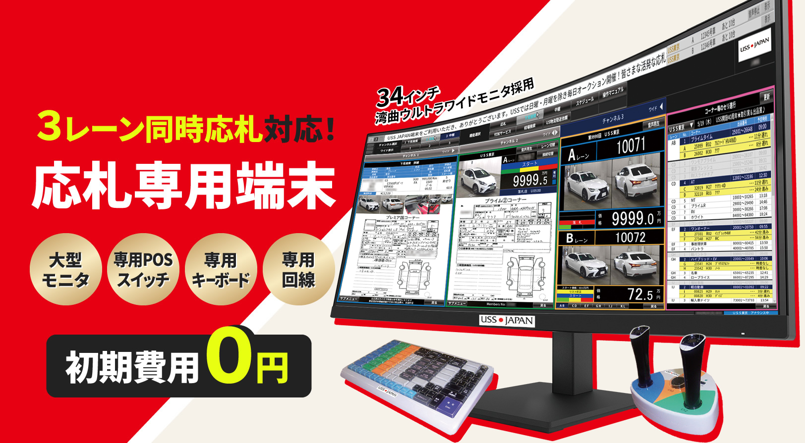 ３レーン同時応札対応！ 応札専用端末【USS JAPAN】
